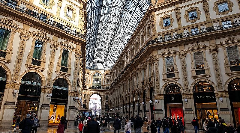 Gallery of Victor Emmanuel II, an architectural monument, one of the tourist attractions of Milan, Italy