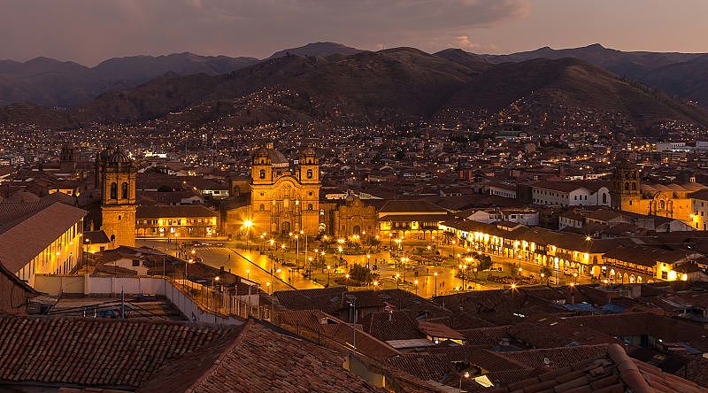 View of Plaza de Armas in Cusco, Peru.