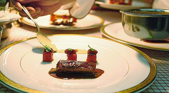 Main course at Restaurant Bareiss, Baiersbronn - rated three Michelin stars Main course at Restaurant Bareiss, Baiersbronn - rated three Michelin stars