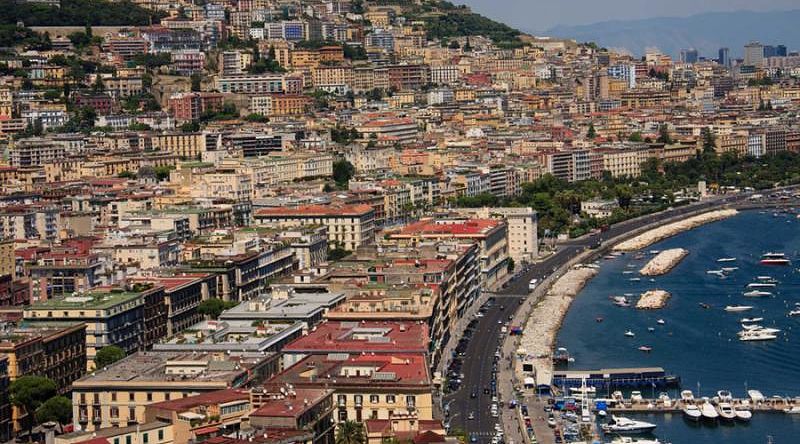 Skyline and Bay in Naples, Italy.