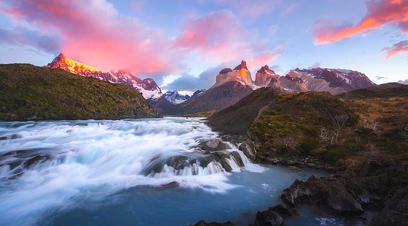 Salto Grande waterfall in Torres del Paine National Park, Chile