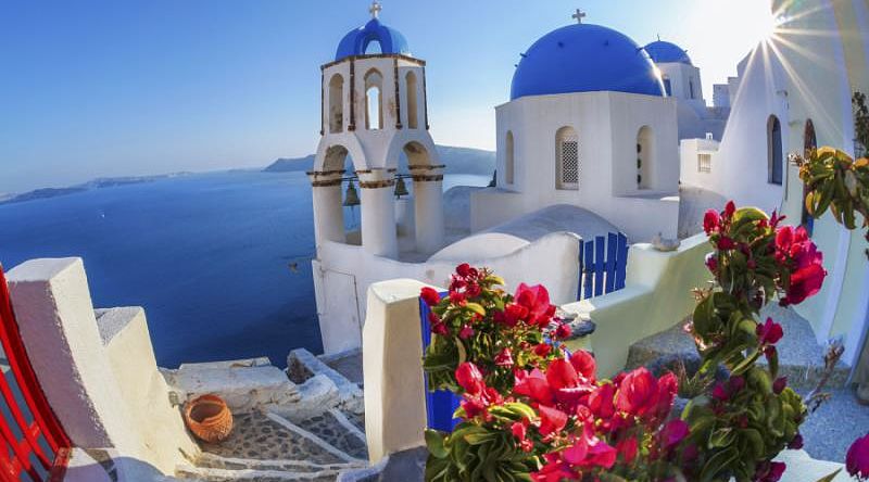 Magnificent view of the bay of Santorini island