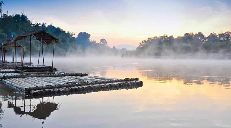 Mist on Kwae Noi River in Thailand.