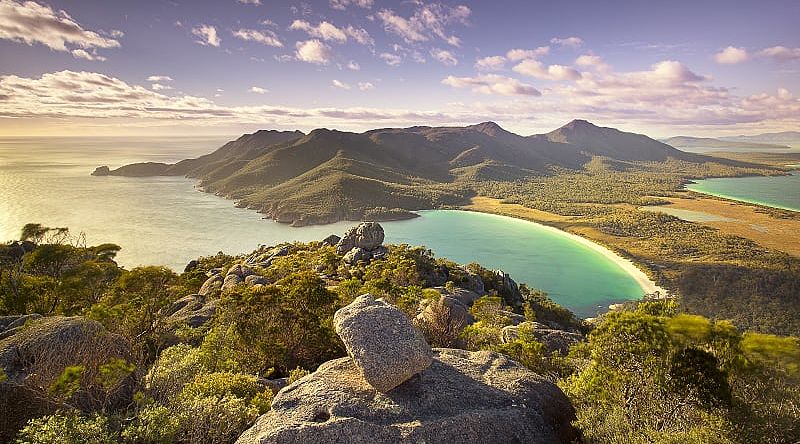 Wine glass bay from Mt Amos in Freycinet National Park