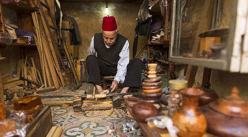 Hand crafted woodwork artisan in Fes, Morocco