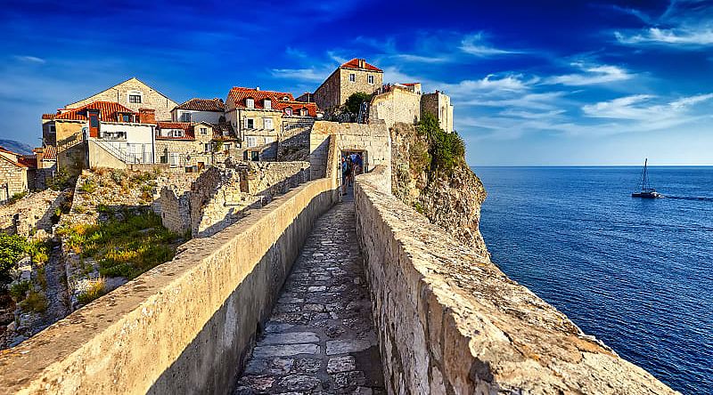 Old Town roofs and city wall of Dubrovnik, Croatia.