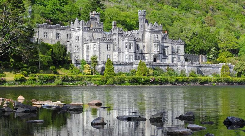 Kylemore Abbey by Lake Mayo county in Ireland.