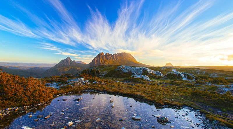 Cradle Mountain, Australia with lake in foreground