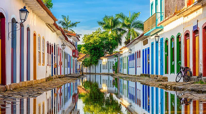 Colorful street in the historical center of Paraty, Brazil