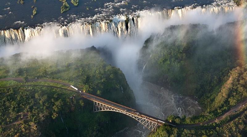 Birds eye view of Victoria Falls in Zambia