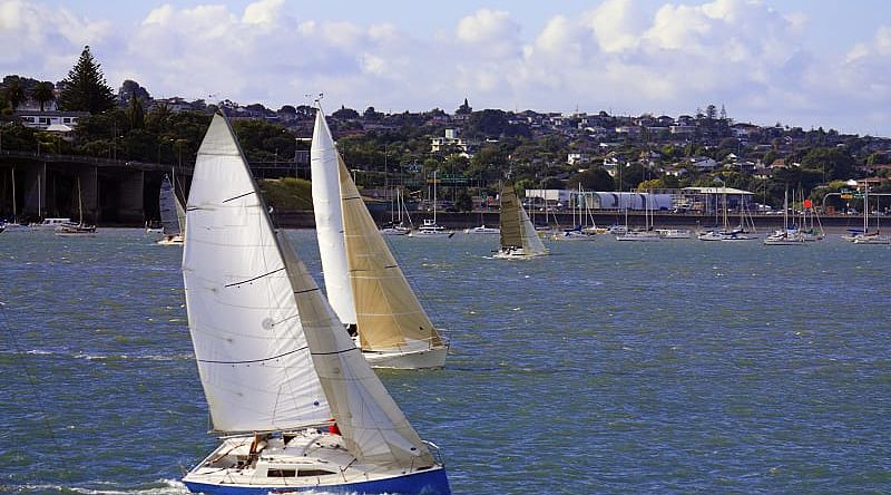 Auckland, New Zealand, yachts in Tamaki River harbor