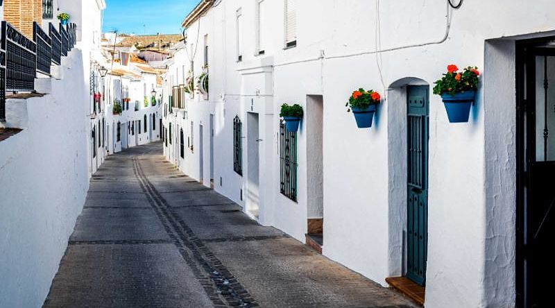 Street of white houses in Andalusia, Spain Street of white houses in Andalusia, Spain