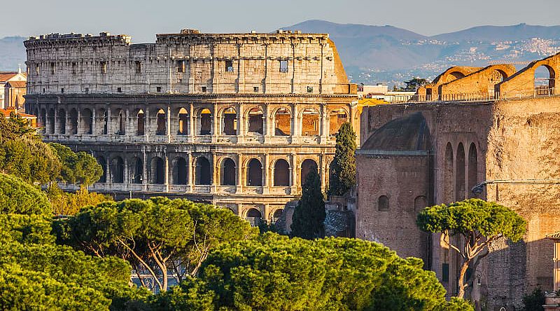 View of the Colosseum in Rome, Italy View of the Colosseum in Rome, Italy