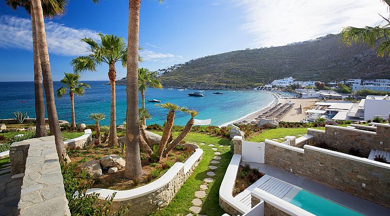 Resort at Paraga Beach on Mykonos, Greece