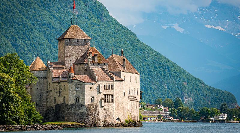 Chillon Castle on lake Geneva
