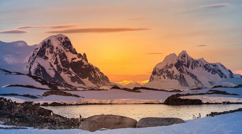 Sunset in Antarctica.