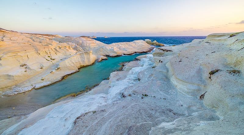 The colors of the Sarakiniko beach in Milos, Greece. The colors of the Sarakiniko beach in Milos, Greece.
