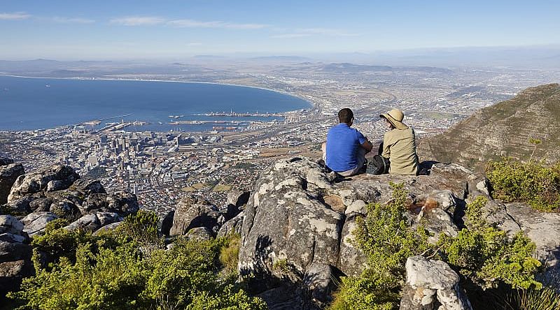 Couple enjoying view of Cape Town in South Africa