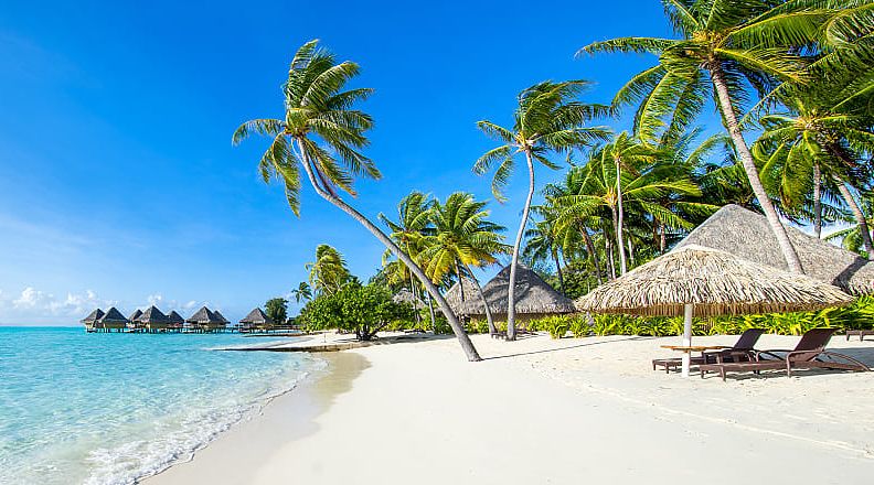 Bora Bora in French Polynesia Stretch of beach on Bora Bora in French Polynesia