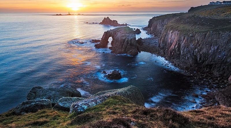 Rock formations of Enys Dodman and the Armed Night in Cornwall, England