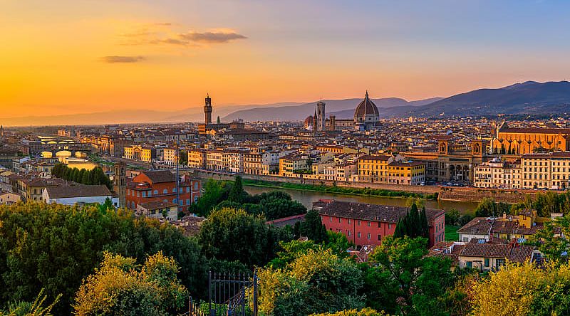 View of Florence at sunset in Italy