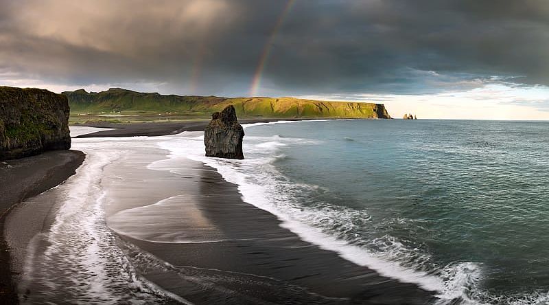 Black sand beach of Reynisfjara in iceland