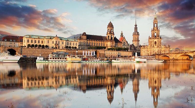 Dresden Old Town over Elbe river, Germany