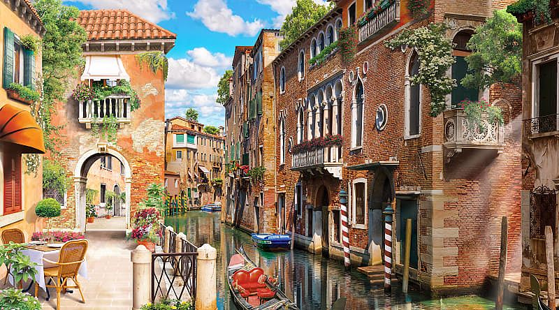 Gondola on a sunny street in Venice, Italy Gondola on a sunny street in Venice, Italy