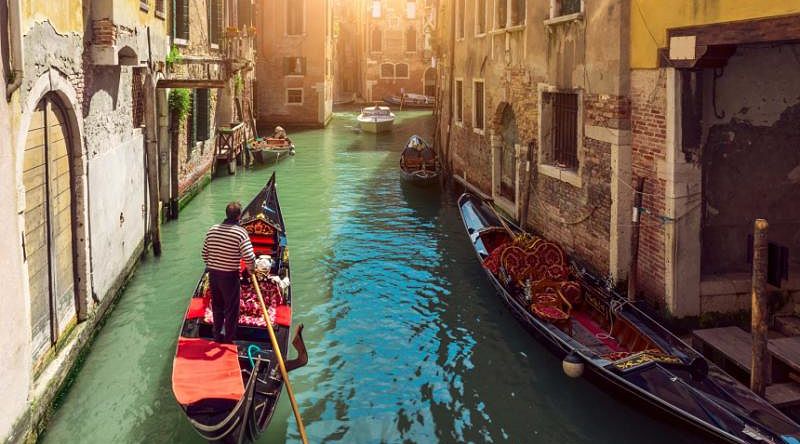 Romantic sunset gondola ride, Italy, Venice