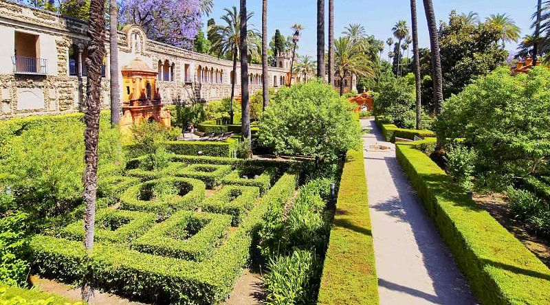 The gardens of the Real Alcazar Palace in Sevilla.