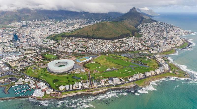 Aerial view of Cape Town in South Africa.