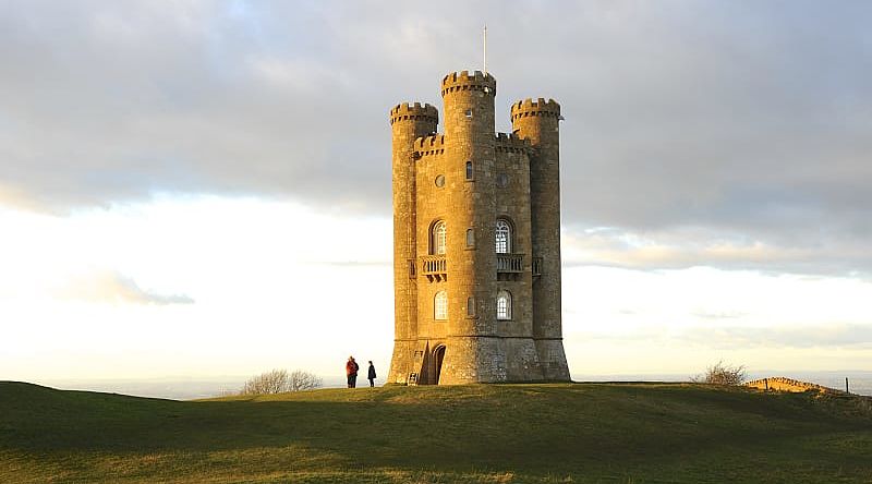 Tower on Broadway Hill at sunset in England