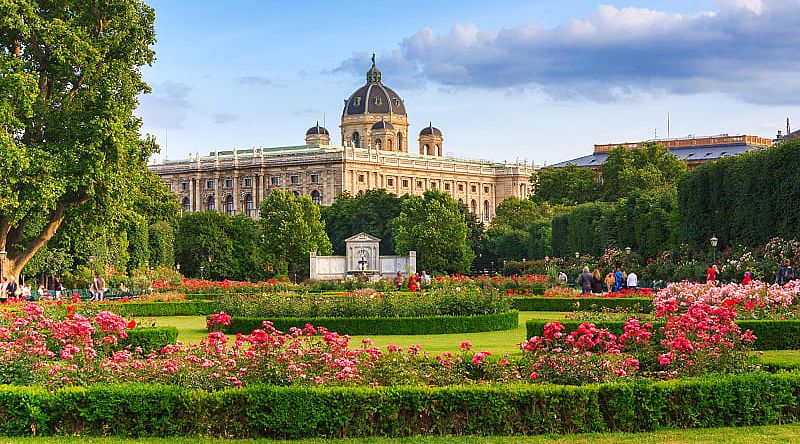 The Volksgarten of Hofburg Palace in Vienna, Austria