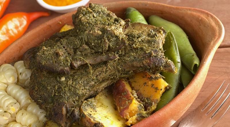 Freshly made Pachamanca dish in Peru