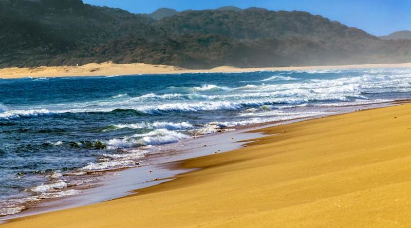 Sandy beach near St. Lucia town in South Africa