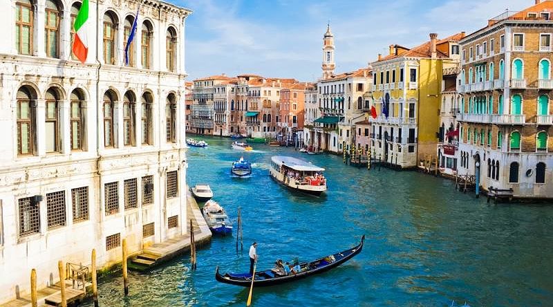 Gondolas on the Grand Canal, Venice, Italy