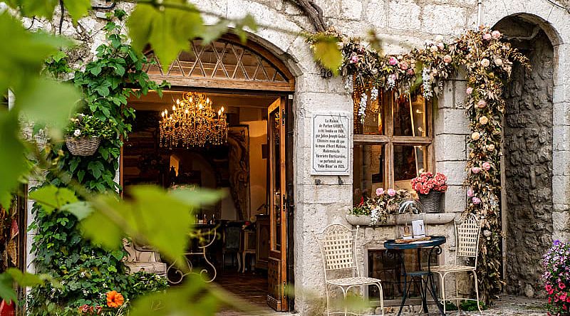 Quaint storefront in Saint Paul de Vence, France.