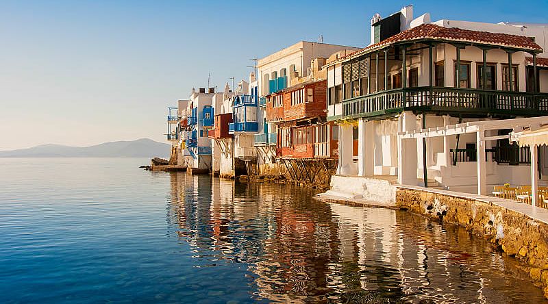 Little Venice at the Mykonos Island, Greece View of Little Venice at the Mykonos Island, Greece