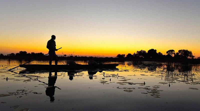 Sunset at the Okavango Delta in Botswana Sunset at the Okavango Delta in Botswana