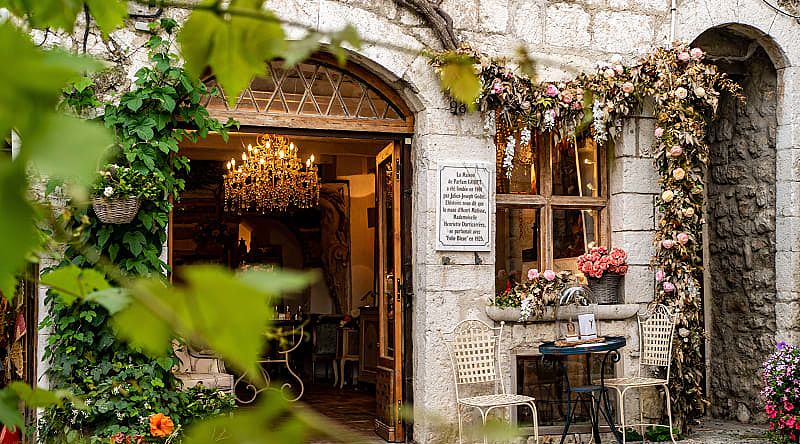 Quaint storefront in Saint Paul de Vence, France.