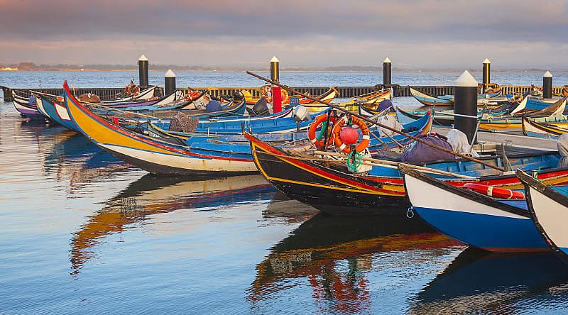 Colorful boats in Aveiro, Portugal Colorful boats in Aveiro, Portugal