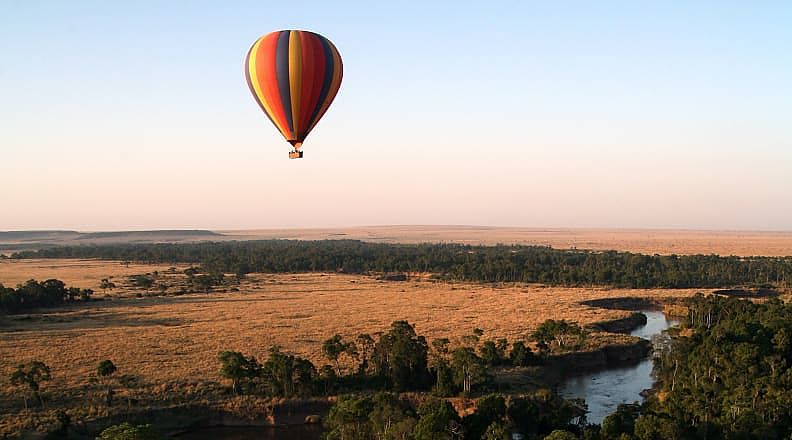 Hot air balloon over Masai Mara Hot air balloon over Masai Mara