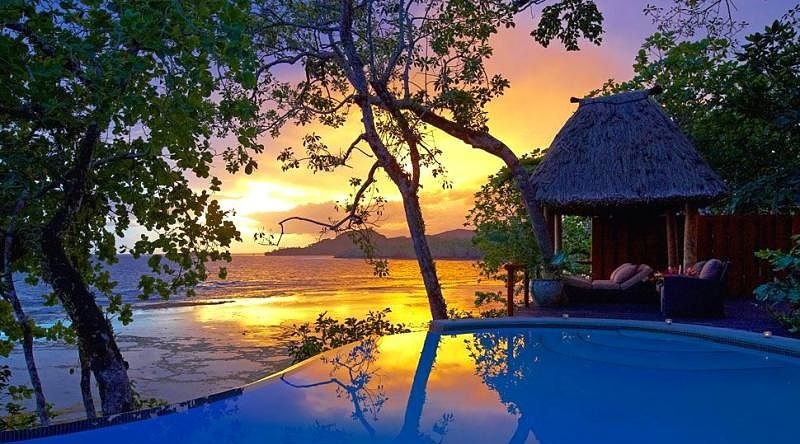 Sunset view at a luxury resort in Fiji Sunset view at a luxury resort in Fiji