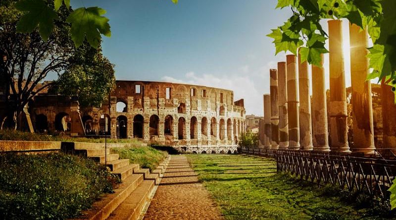 Roman Colosseum at dusk