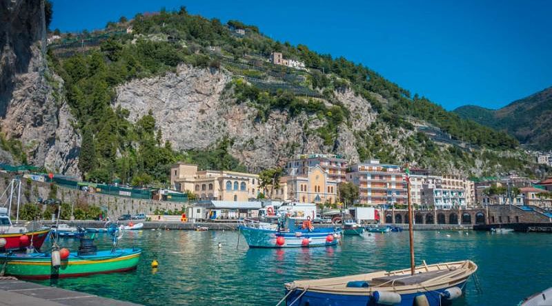 Fishing Harbour in Maiori on the Amalfi Coast in Italy Fishing Harbour in Maiori on the Amalfi Coast in Italy