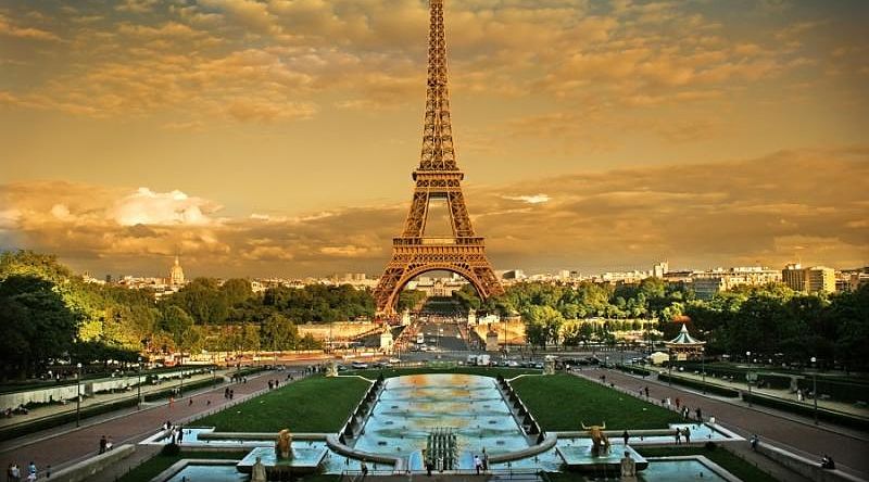 Eiffel Tower at sunset, Paris, France