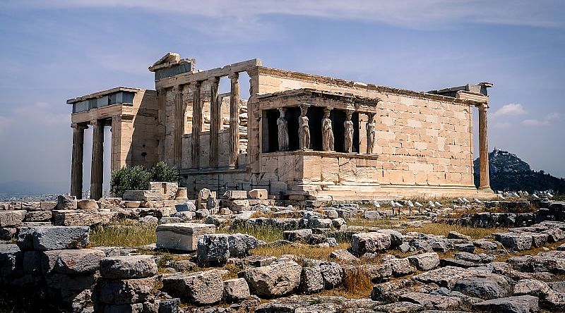 The Erechtheion Temple at the Acropolis in Athens, Greece