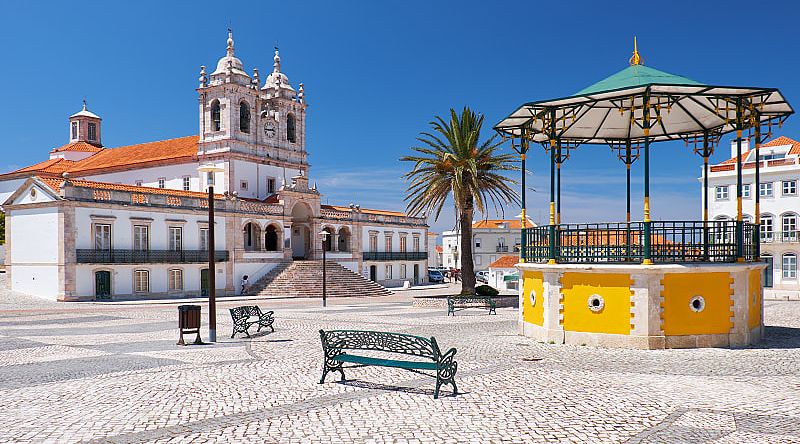 The central square of Nazare, Portugal. The central square of Nazare, Portugal.