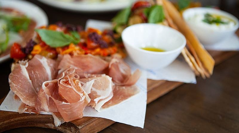 Prosciutto di Parma served at a restaurant in Italy Prosciutto di Parma served at a restaurant in Italy
