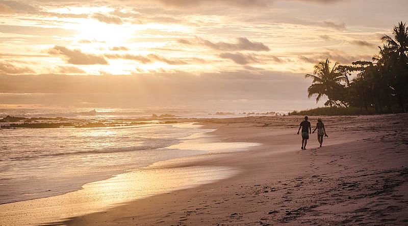 Couple on the beach in the Nicoya Peninsula in Costa Rica 